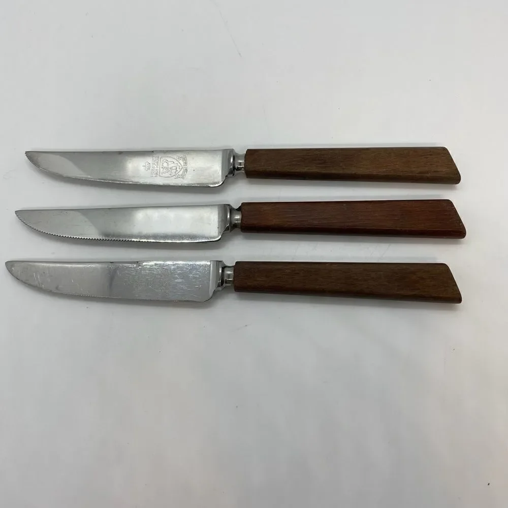 Lot Of 3 Kirk & Matz Sheffield England Wood‎ Handle Steak Knives